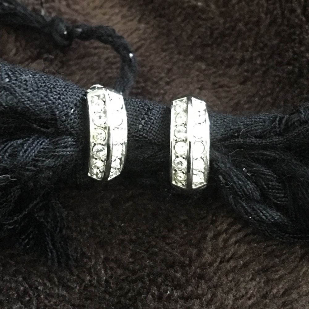 **SOLD**Silver and CZ small Hoop Earrings